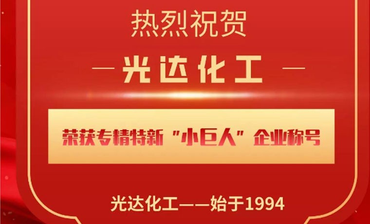 喜報(bào)！光達(dá)化工榮獲專精特新“小巨人”企業(yè)稱號(hào)！